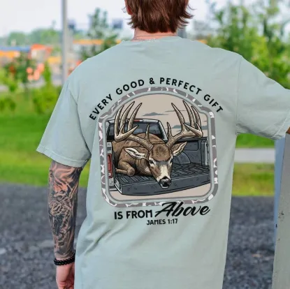 Picture of Men's Christian Deer Hunter Bible Verse Tee
