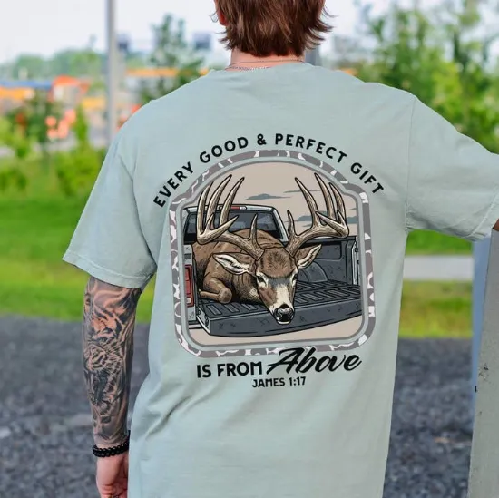 Picture of Men's Christian Deer Hunter Bible Verse Tee