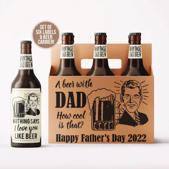 Picture of Father's Day Beer Carrier + Labels For Diy Dad's Beer Gifts Beer with Dad