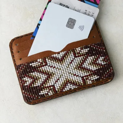 Picture of Camel - Beaded Leather Wallet with Desert-Inspired Design