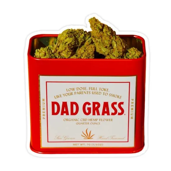 Picture of Dad Grass, Like Your Parents Used To Smoke! Funny Stoner Sticker, 420 Pothead Weatherproof Sticker