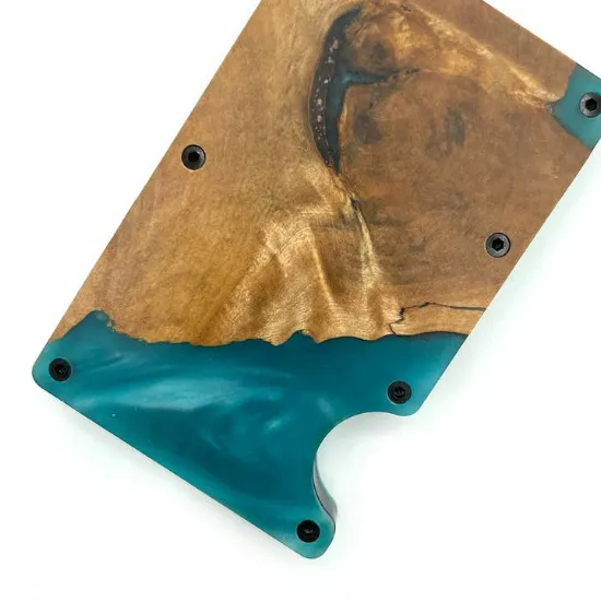 Picture of Wood and Resin Slim Wallet Rfid Protected - Teal