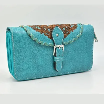 Picture of Montana Twist Turquoise Pu Leather Wallet with Beautiful Embroidery