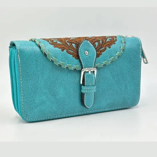 Picture of Montana Twist Turquoise Pu Leather Wallet with Beautiful Embroidery