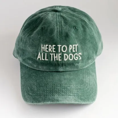 Picture of Here To Pet All the Dogs Green Dad Cap Pet Lover Baseball