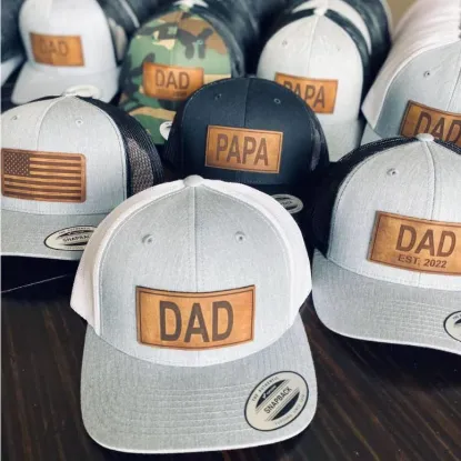 Picture of Custom Name Dad Leather Patch Hat