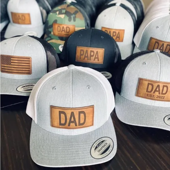 Picture of Custom Name Dad Leather Patch Hat
