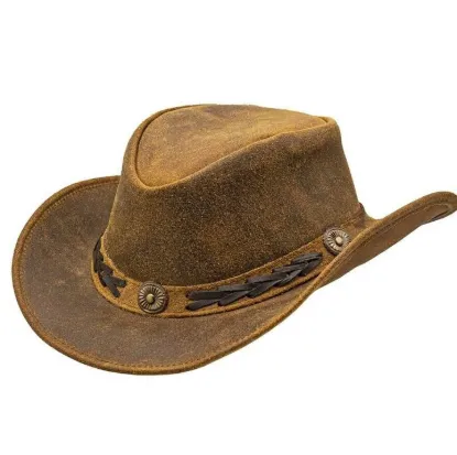 Picture of Unisex Shapeable Western Brown Leather Outback Cowboy Hat