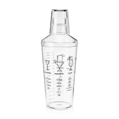 Picture of Maraca Plastic Shaker with 7 Printed Cocktail Recipes 16 oz