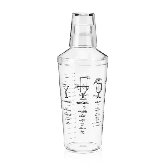 Picture of Maraca Plastic Shaker with 7 Printed Cocktail Recipes 16 oz