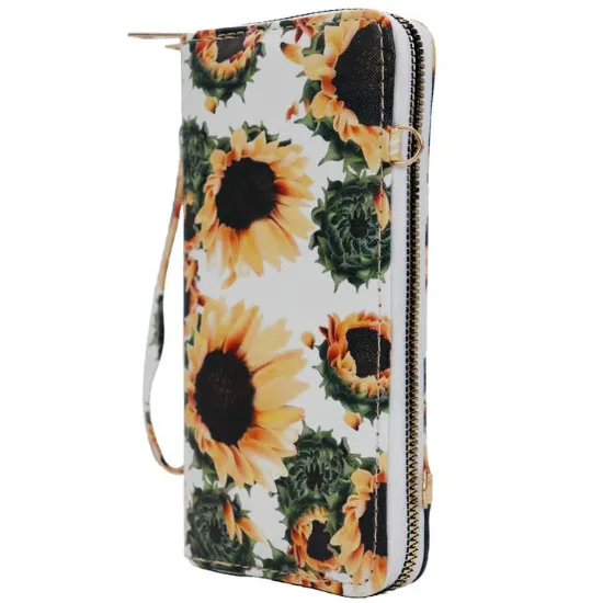 Picture of Sunflower Single Zipper Crossbody Strap Continental Wallet