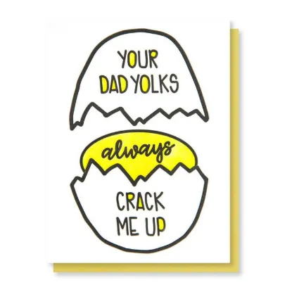 Picture of Funny Dad Yolks Cracked Egg Letterpress Card