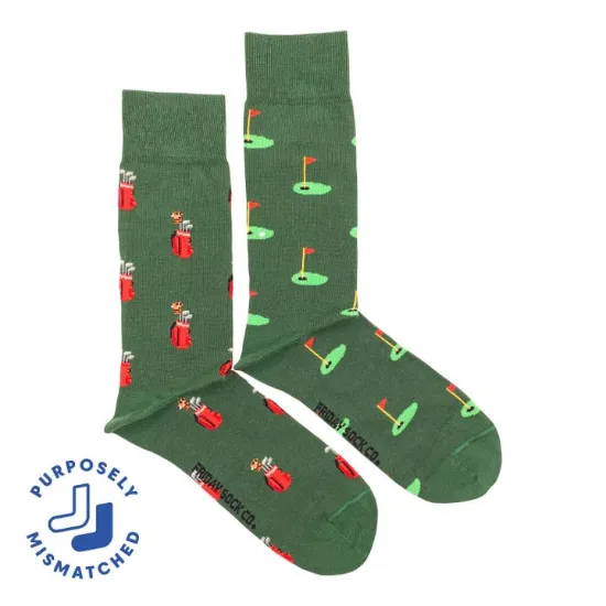 Picture of Men’S Golf Clubs & Green Mid-Calf Socks - Golf Gifts For Dad