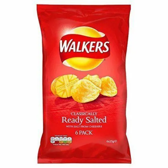 Picture of Walkers Ready Salted Crisps 6 Pack